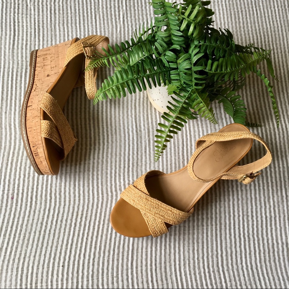Franco Sarto Cara Platform Cork Wedge Sandals